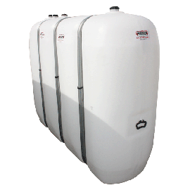 HDPE reinforced white fuel tank with metal reinforcements, 2000L