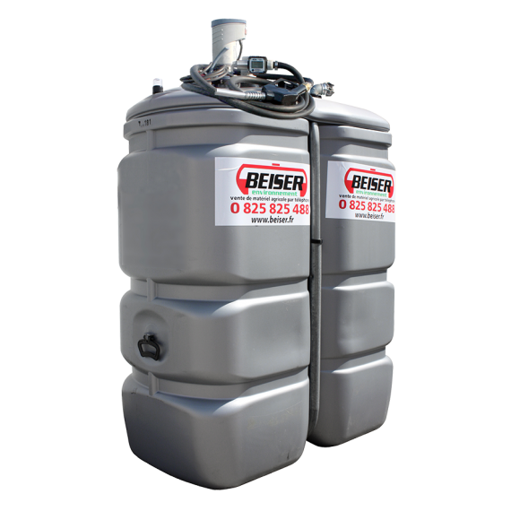 Odourless HDPE double wall fuel station, 750 litres with compact fuel pump 12V  
