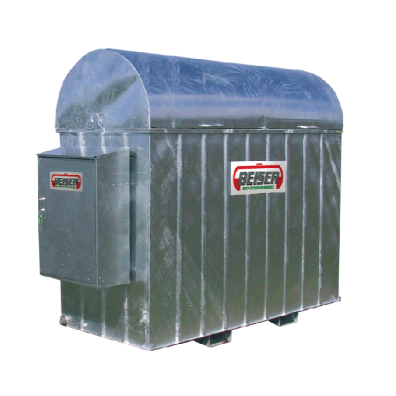 Galvanised retention tray for HDPE fuel tank (2000L) + cabinet  