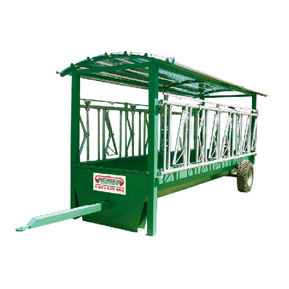 Self-locking feed front trough on wheels 6 x 1.30 m  