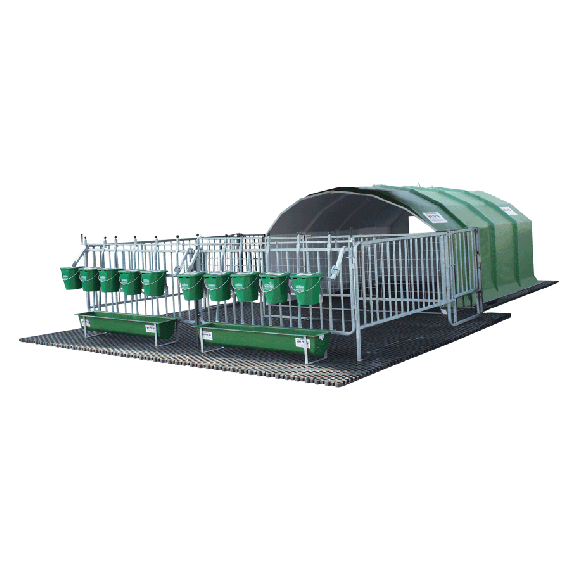 Polyester collective calf hut for 8/10 calves with full park  