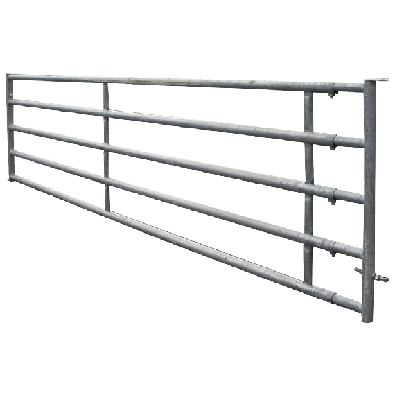 Galvanised 5-rail freestall barrier 6/7 m, fixed panel  