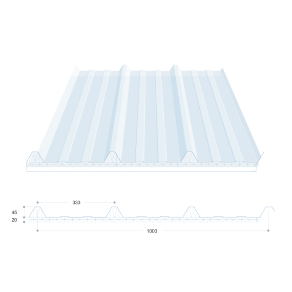 Polycarbonate double layer translucent sheet, 12.6 m  