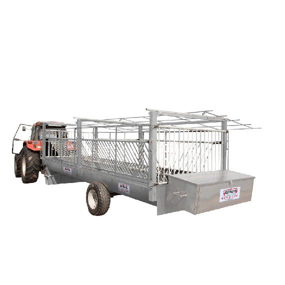 Galvanized forage trolley with rubber mats